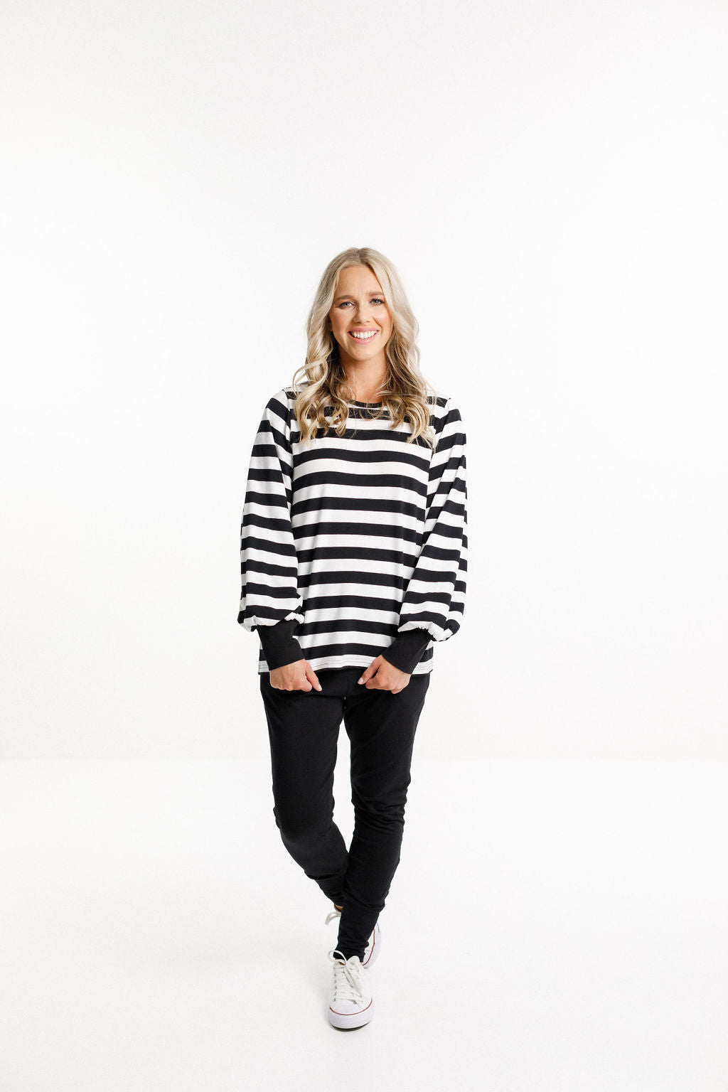 Laylah Top - Black &amp; White Stripes