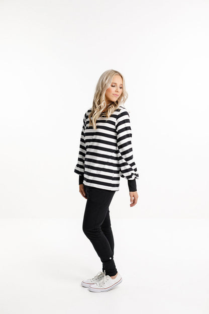 Laylah Top - Black &amp; White Stripes