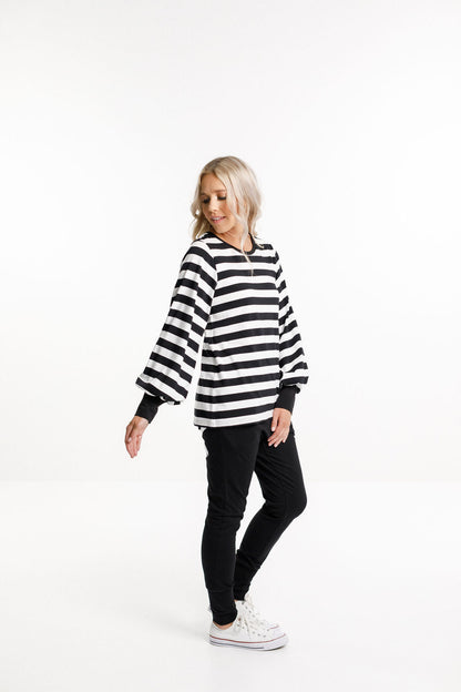 Laylah Top - Black &amp; White Stripes