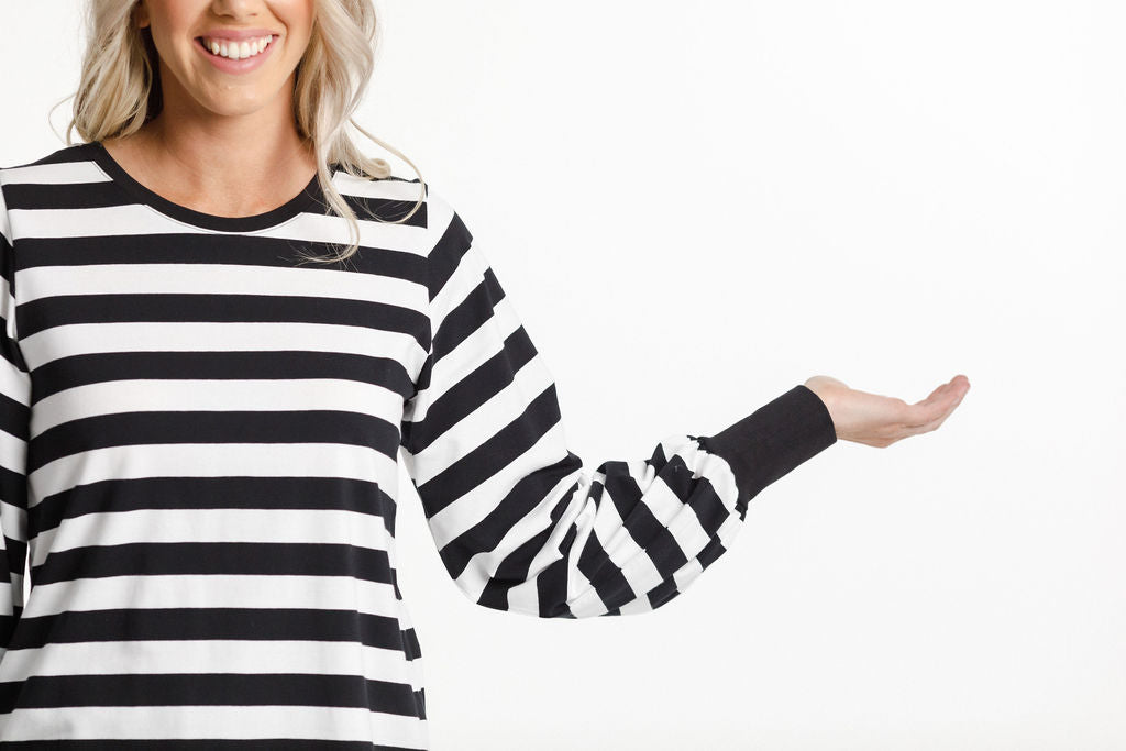 Laylah Top - Black &amp; White Stripes