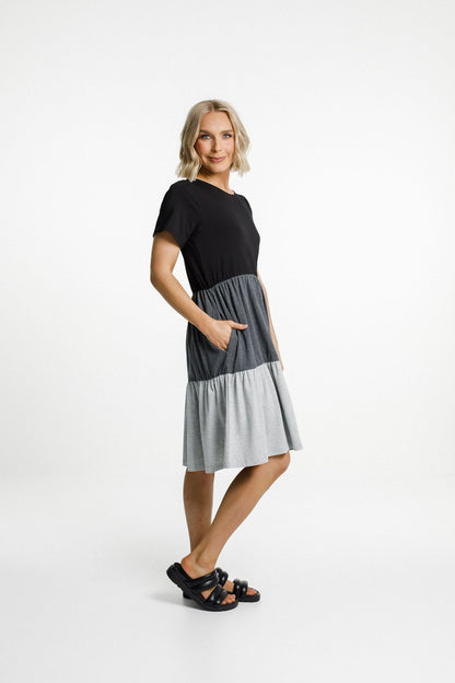 Kylie Dress - Black/Charcoal/Grey