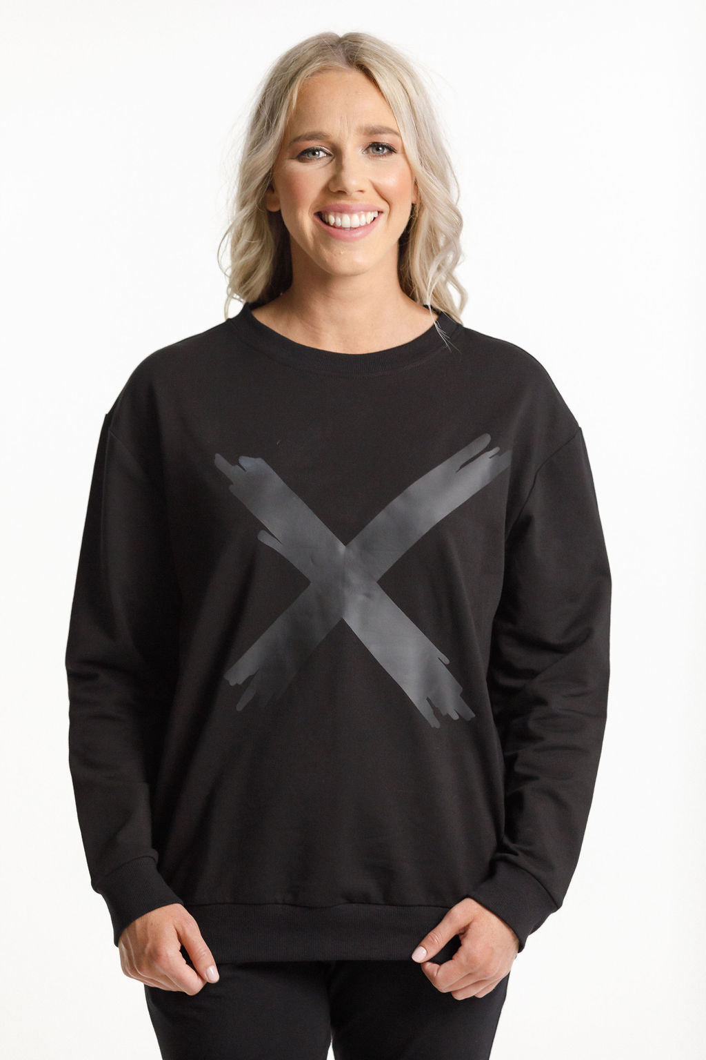 Classic Crew - Black with Matte Black X Print