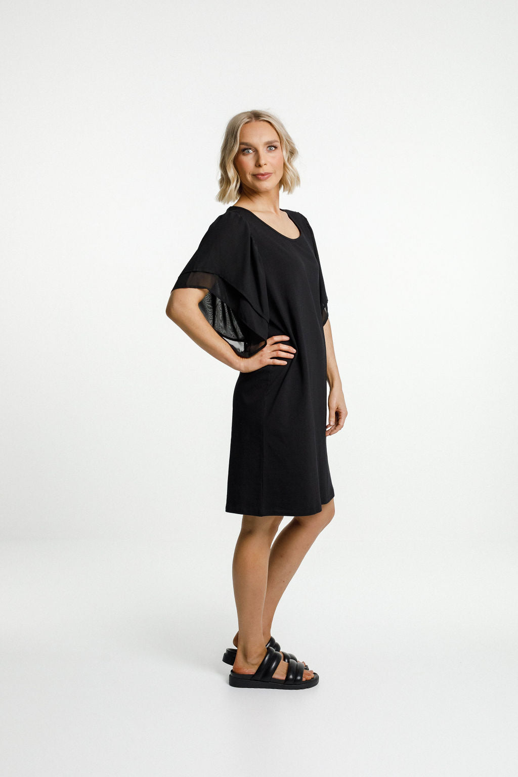 Lola Dress - Black with Black Sleeves