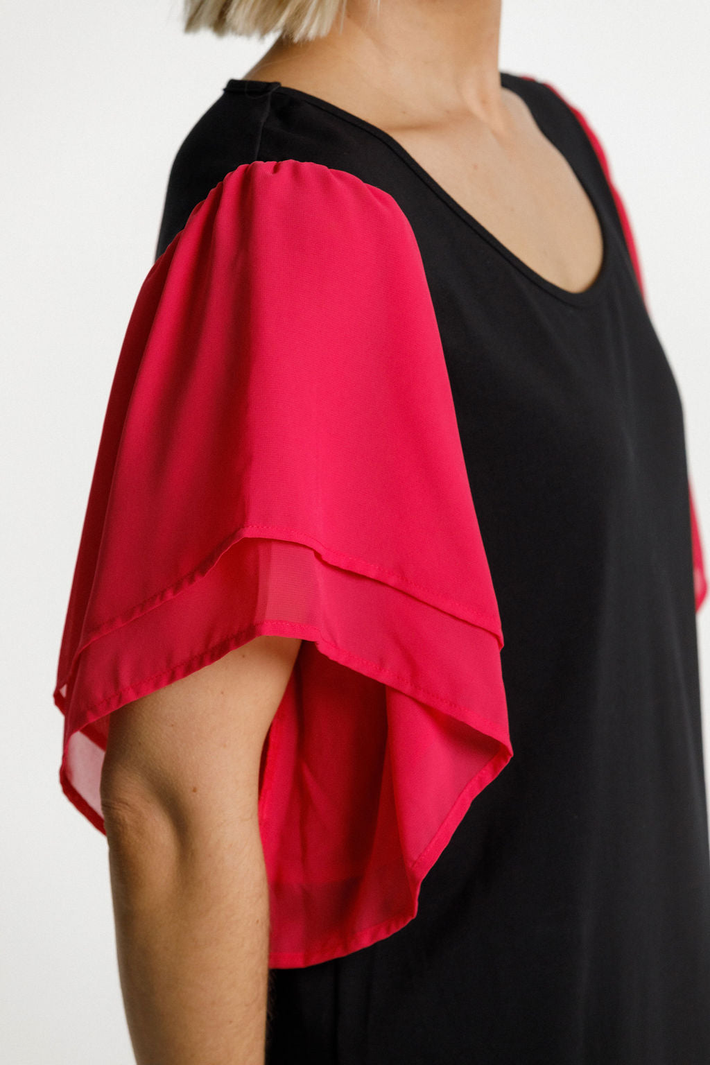 Lola Dress - Black with Raspberry Pink Sleeves