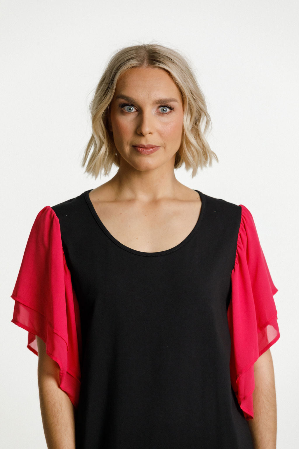 Lola Dress - Black with Raspberry Pink Sleeves