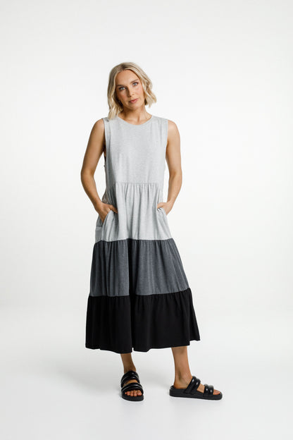 Kendall Singlet Dress - Grey/Charcoal/Black