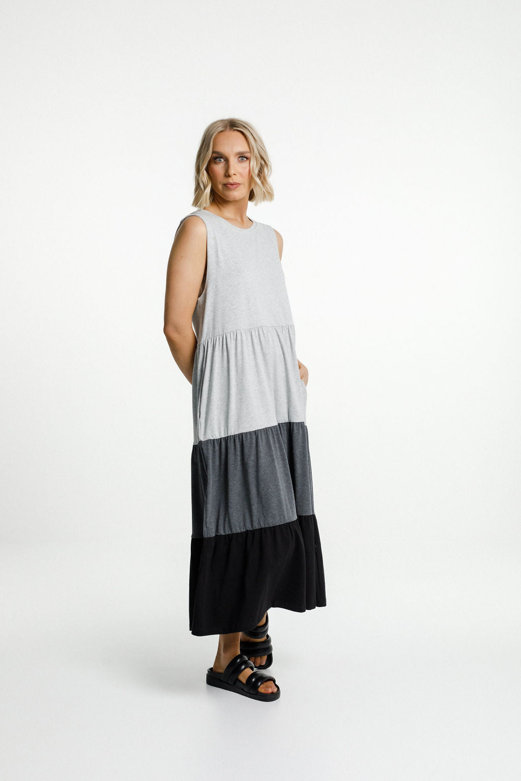 Kendall Singlet Dress - Grey/Charcoal/Black