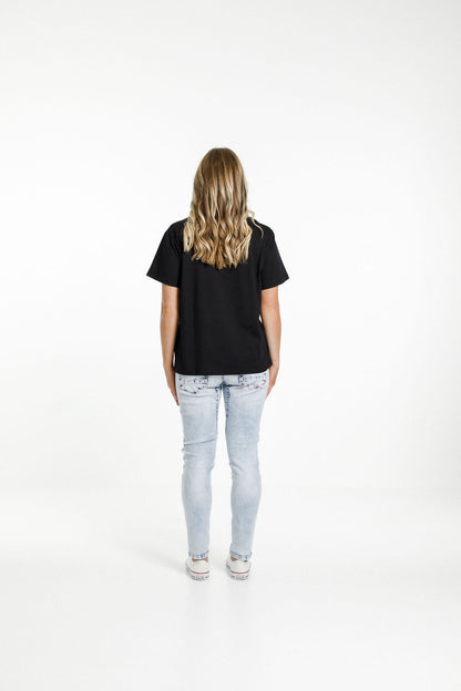 Chris Tee - Black with Tonal Flocked X