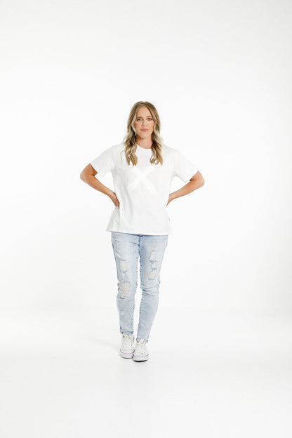 Chris Tee - White with Tonal Flocked X