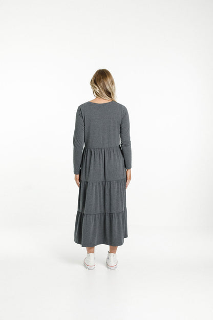 Long Sleeve Kendall Dress - Charcoal