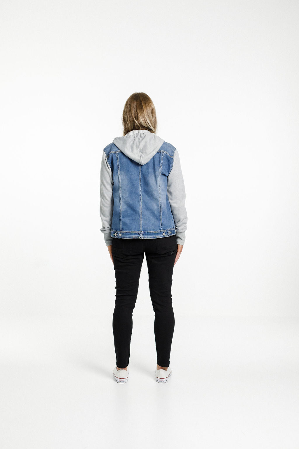 Hooded Denim Jacket - Blue