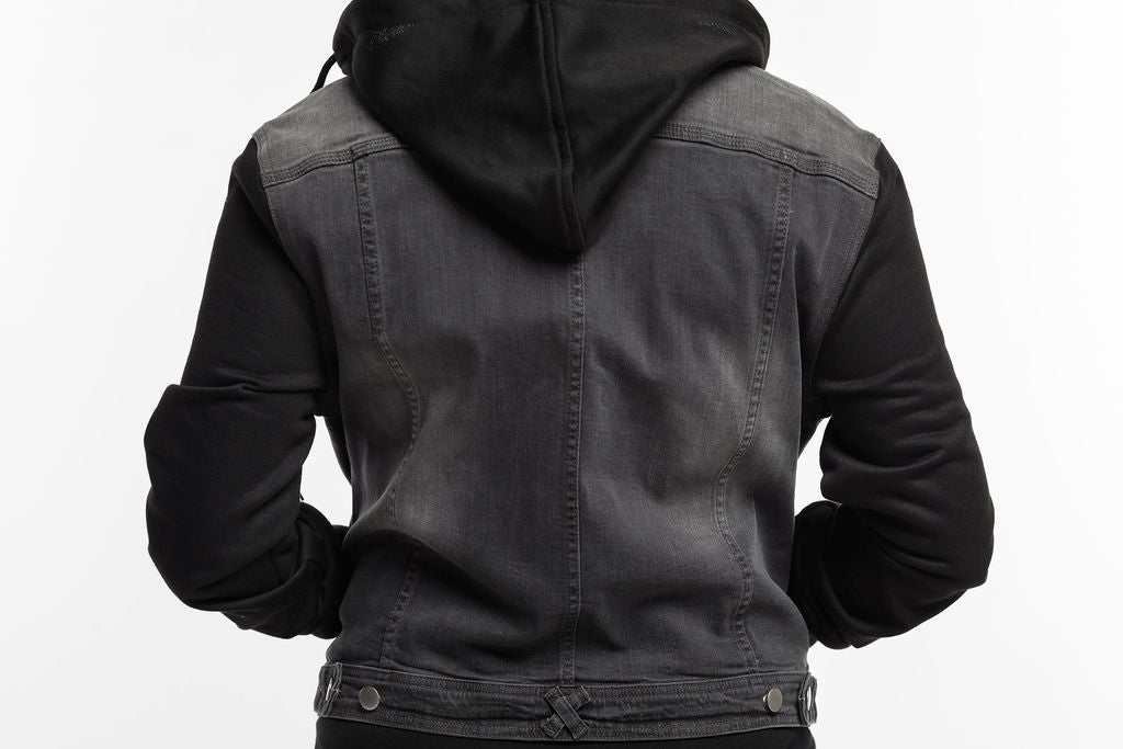 Hooded Denim Jacket Black Wash Homelee