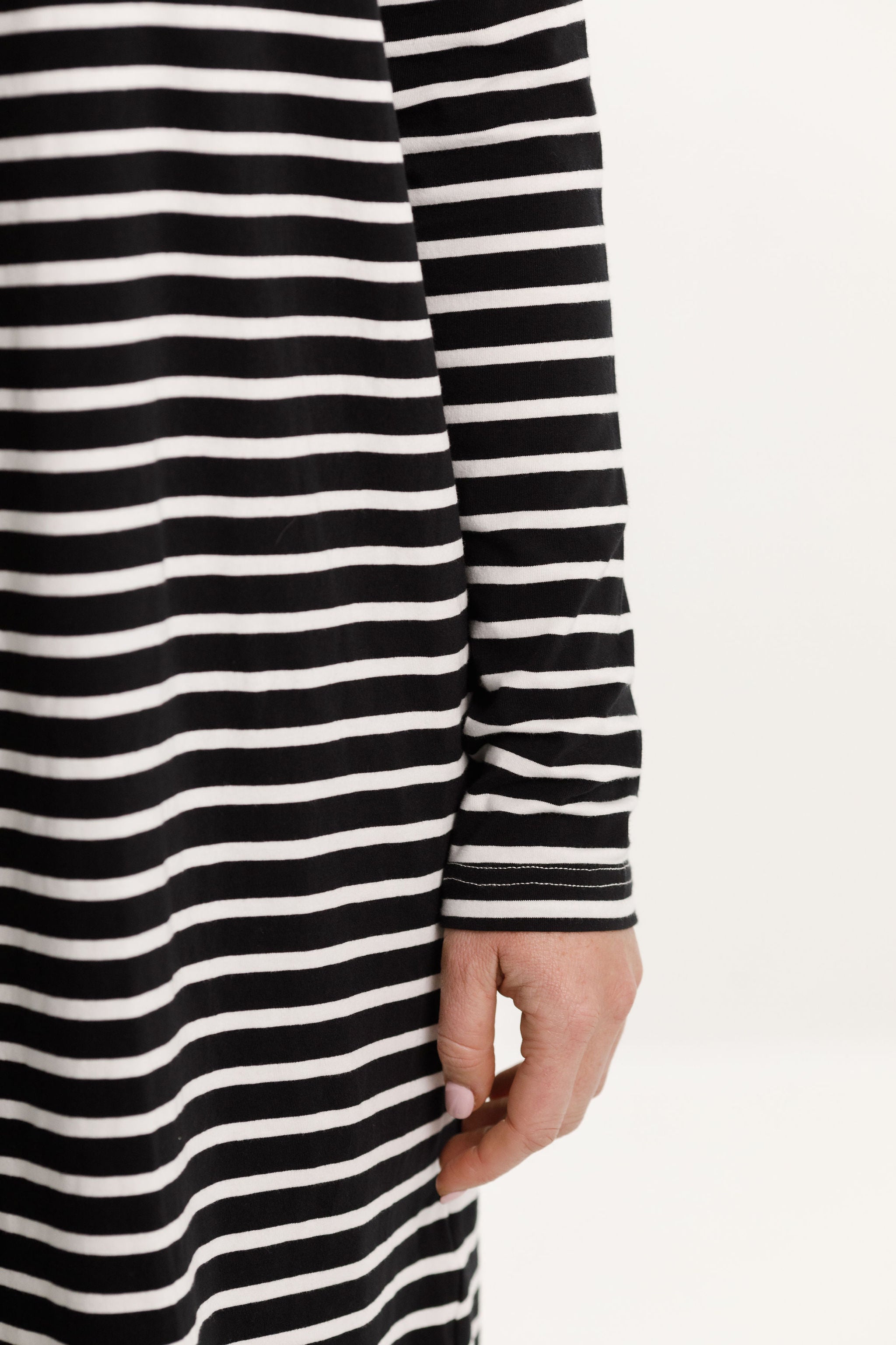 Long Sleeve Nighty - Black &amp; White Stripes