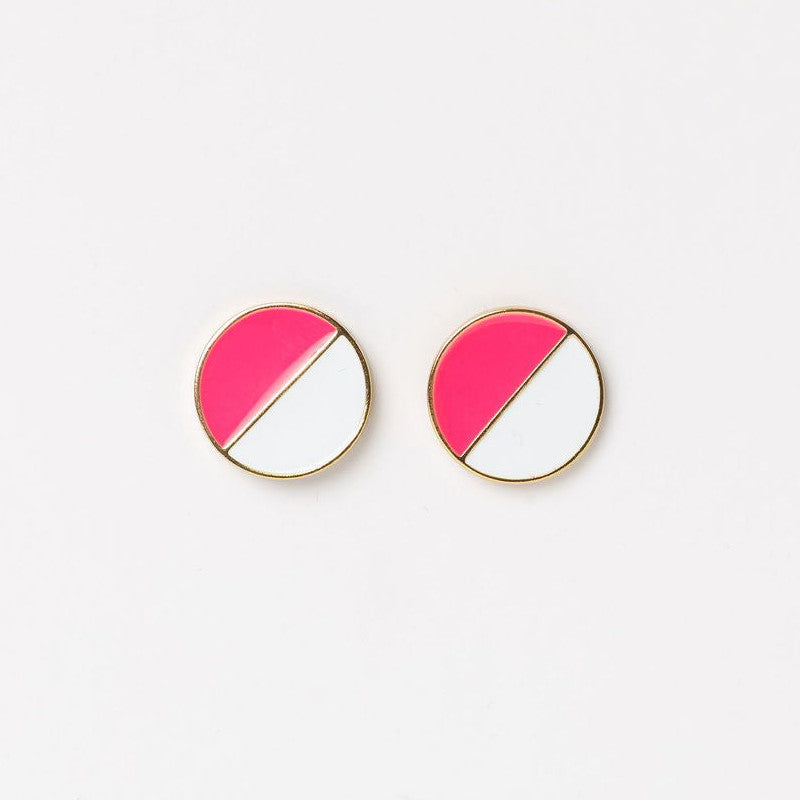 Studs - Dot - Pink/White